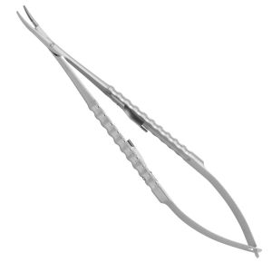 Devemed Micro needle holder with scissor 170mm TC, checkered, 0.8 mm, curved