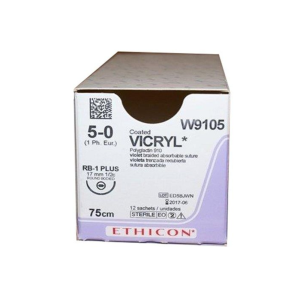 5/0 Ethicon Vicryl Absorbable Braided Sutures (Old Code W9105)