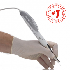 Gloved hand holding Quicksleeper 5 Intraosseous Anesthesia Device
