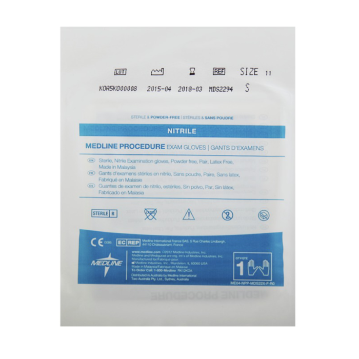 Medline Nitrile Latex Free Gloves, large, pair