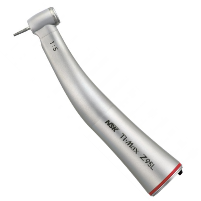 NSK Ti-Max Z95L Style 1:5 High Speed Electric Contra Angle Handpiece - Fiber Optic, Push Button, ISO Standard